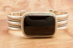 Artie Yellowhorse Genuine Black Onyx Sterling Silver Bracelet